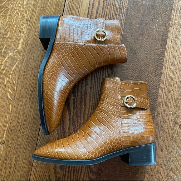 Aquatalia Fara Croc Embossed Leather Boot Size 9.5 - Picture 5 of 11